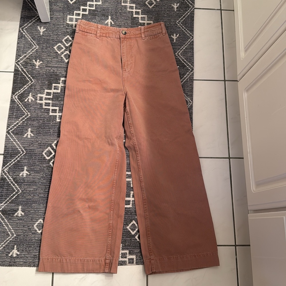 We the Free Patti Cropped Wide Leg Pants Rose Pink High Rise - Picture 2 of 7